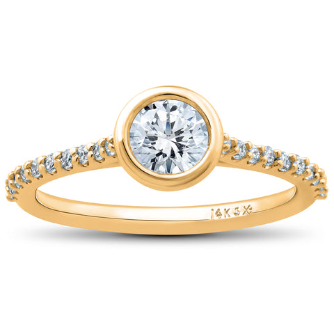 G-SI 3/4ct Charlotte Diamond Engagement Ring 14k Yellow Gold Lab Grown Bezel