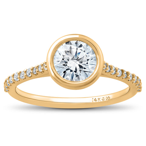 1 3/4 ct Charlotte Diamond Engagement Ring 14k Yellow Gold Lab Grown Bezel Round
