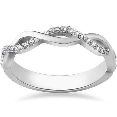 1/8ct Diamond Infinity Wedding Ring 10k White Gold