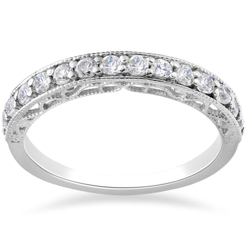 G SI 1/2ct Vivian Lab Grown 100% Diamond Vintage Wedding Ring 14k White Gold