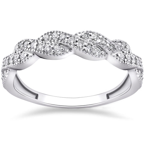 G/VS 1/4 ct Diamond Infinity Vintage Wedding Ring 14k White Gold Lab Created