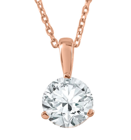 G/SI1 1 ct Solitaire 100% Diamond Pendant in 14K Gold or Platinum Lab Grown