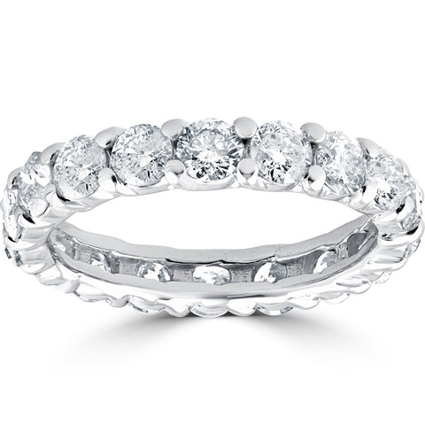 3Ct TW Round Cut Diamond Eternity Wedding Ring Lab Grown Diamonds 14k White Gold