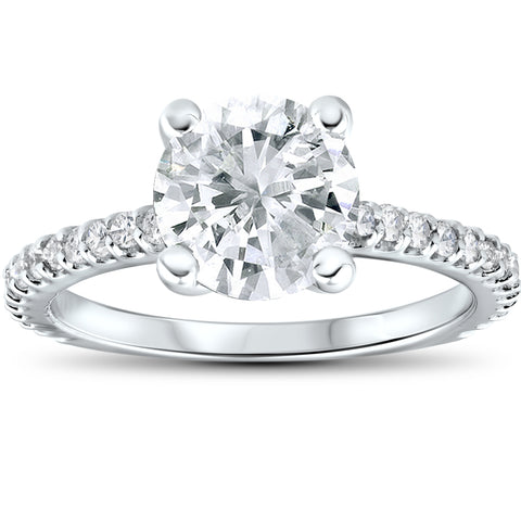 2 1/3 cttw Diamond Engagement Ring Solitaire Round Brilliant Cut 14k White Gold