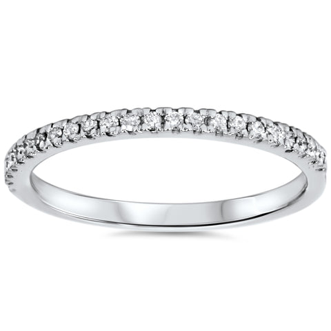1/5 ct Diamond Wedding Ring White Gold Stackable Band