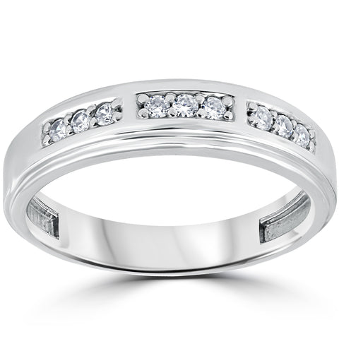 1/4Ct Mens Diamond Wedding Ring 10k White Gold