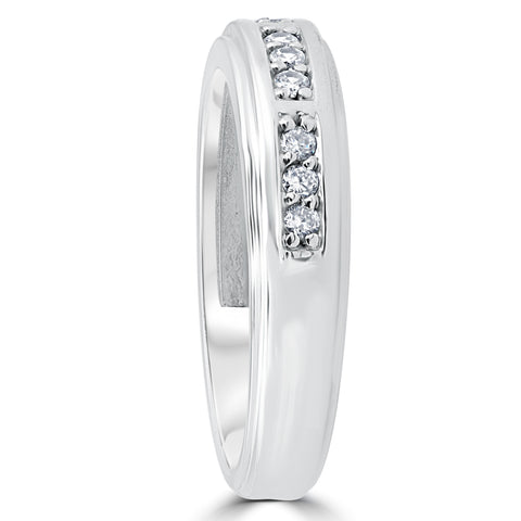 1/4Ct Mens Diamond Wedding Ring 10k White Gold