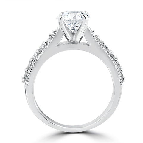 1 7/8ct Diamond Engagement Ring Round Vintage Enhanced 14k White Gold