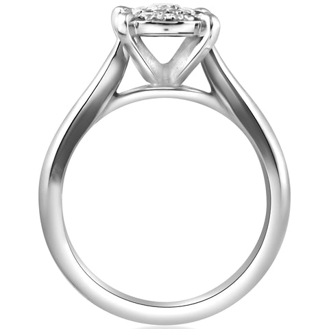GSI 1/2 cttw Halo Cluster Diamond Engagement Illusion Ring 14k White Gold