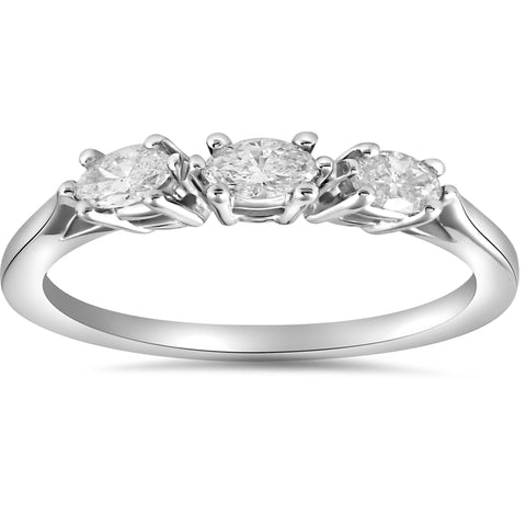 1/3ct Marquise Three Diamond Wedding Ring Womens Anniversary Stackable 14k Gold