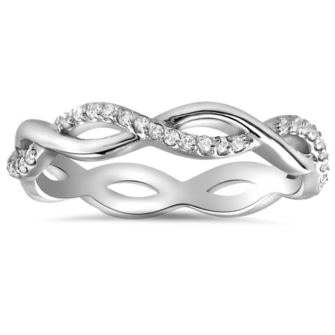 1/3cttw Diamond Interwoven Infinity Eternity Wedding Ring Stackable 14k Gold