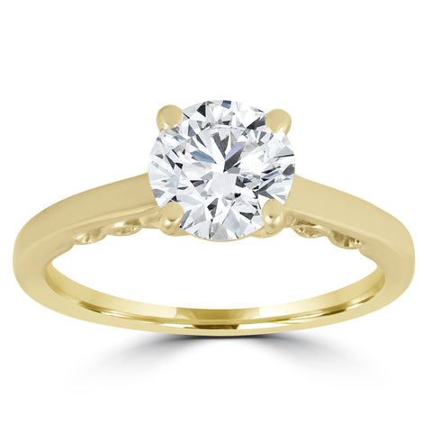1 ct Diamond Round Brilliant Solitaire Engagement Ring 14k Yellow Gold Enhanced