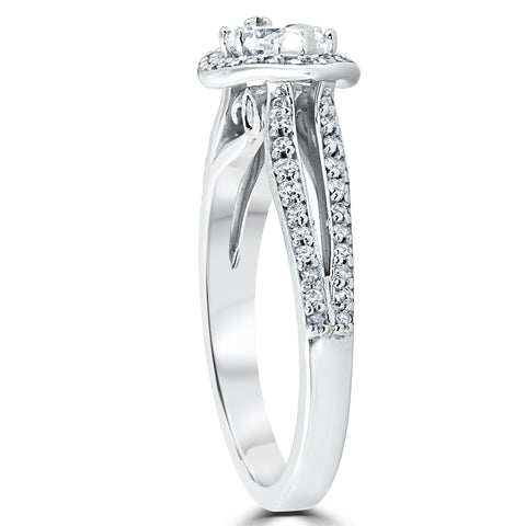 1 1/2 ct Sideways Halo Marquise Diamond Engagement Ring 14k White Gold Enhanced