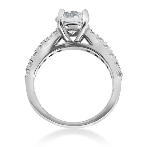 G/SI 1 1/2ct Diamond Solitaire With Accents Round Engagement Ring 14k White Gold