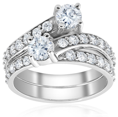 2ct Diamond Forever Us 2 Stone Solitaire Engagement Ring Wedding Set White Gold