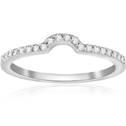 1/6cttw Diamond Curved Wedding Ring Guard Engagement Enhancer Band 14k Gold