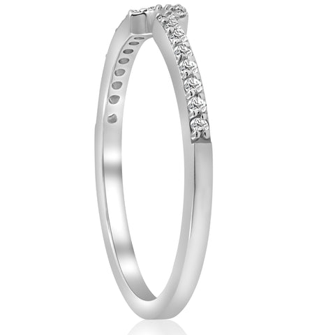 1/6cttw Diamond Curved Wedding Ring Guard Engagement Enhancer Band 14k Gold