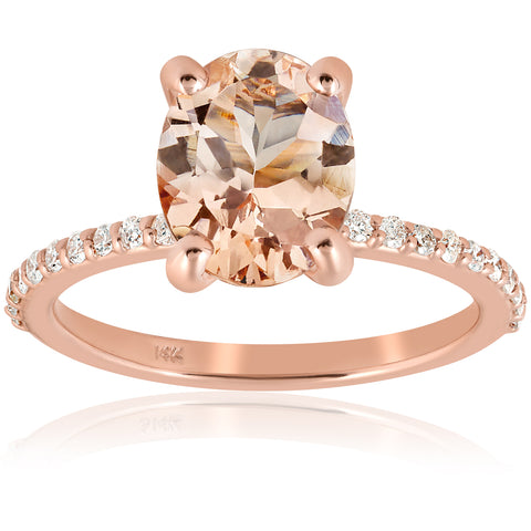 2 1/10 cttw Oval Morganite & Diamond Engagement Ring 14k Rose Gold