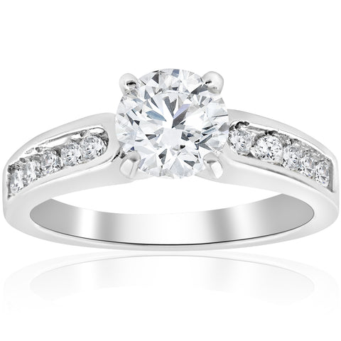 2 ct Diamond Solitaire Engagement Ring 14K White Gold Enhanced Channel Set Women