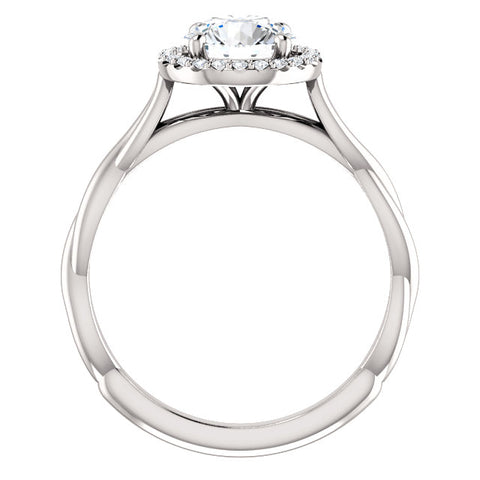 1ct Diamond Halo Vintage Solitaire Round Cut Intertwined Band 14k White Gold