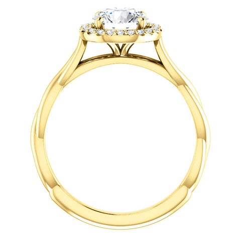 1ct Diamond Halo Vintage Solitaire Round Cut Intertwined Band 14k Yellow Gold