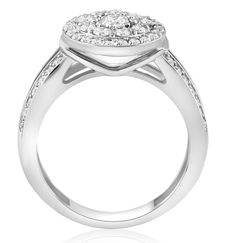 1 cttw Diamond Double Halo Engagement Ring 10K White Gold