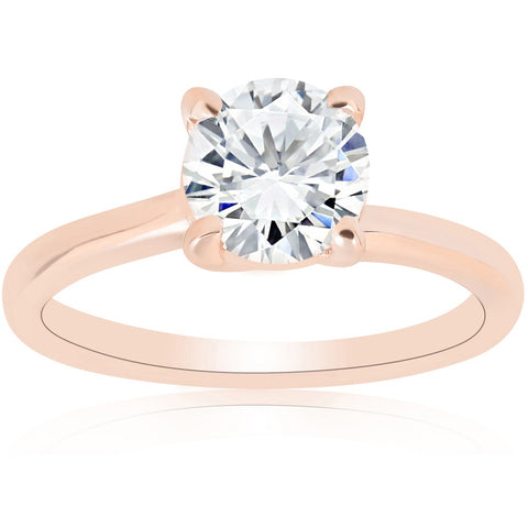 G/SI 1ct Diamond Solitaire Engagement Ring 14k Rose Gold Clarity Enhanced
