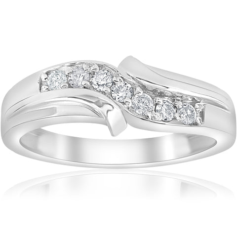 Platinum Mens Diamond Ring White 1/4ct Wedding Band High Polished Band