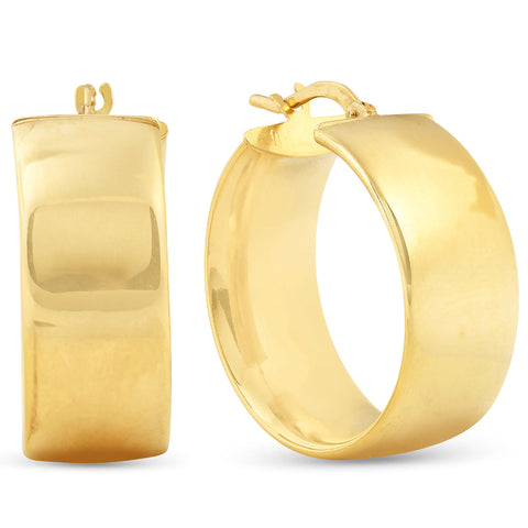 14K Yellow Gold Classic High Polished 19mm Womens Hoops Earrings