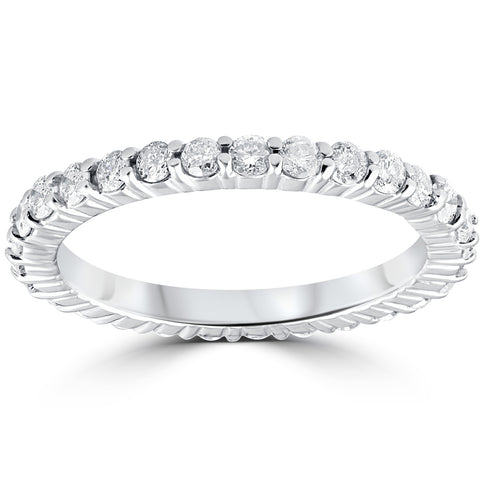 3/4ct Diamond Eternity Wedding Ring 14k White Gold Stackable Band Lab Grown