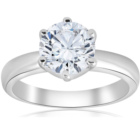 1 1/2ct Round Diamond Solitaire Engagement Ring Enhanced 6-Prong 14k White Gold