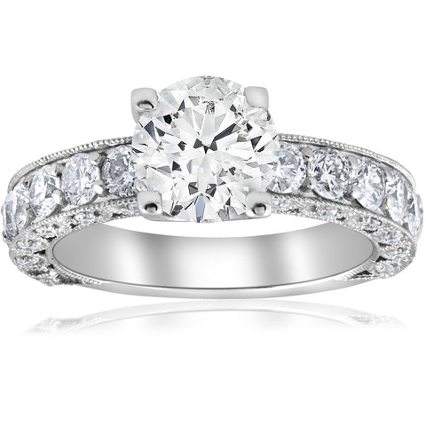 3.50ct Diamond Vintage Engagement Ring Large (1.50ct center) White Gold Enhanced