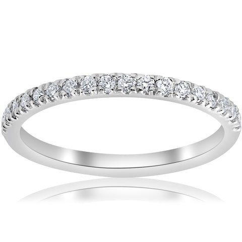 1/5ct Pave Diamond Wedding Ring Stackable Anniversary Band 14k White Gold
