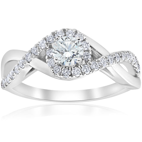 1 cttw Diamond Halo Infinity Engagement Ring 10k White Gold