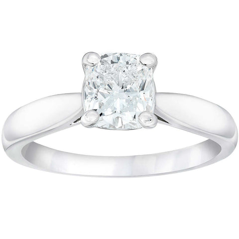 G/H I1 1 1/2ct Cushion Diamond Solitaire Engagement Ring 14k White Gold Enhanced