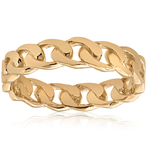 Mens 14k Yellow Gold Hand Braided Ring Curb Link Wedding 6mm Band