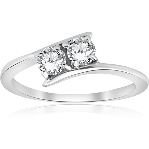 1/2 ct Two Stone Diamond Forever Us Engagement Anniversary Ring White Gold