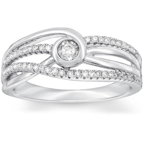 1 Ct Diamond Multi Row Diamond Woven Wide Ring 10k White Gold Womens Jewelry
