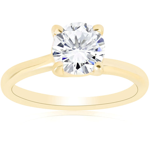 G/SI 1 ct Round Diamond Solitaire Engagement Ring 14k Yellow Gold Enhanced