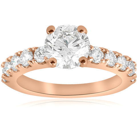 G/SI 2 ct Diamond Engagement Solitaire 14k Rose Gold Ring Enhanced