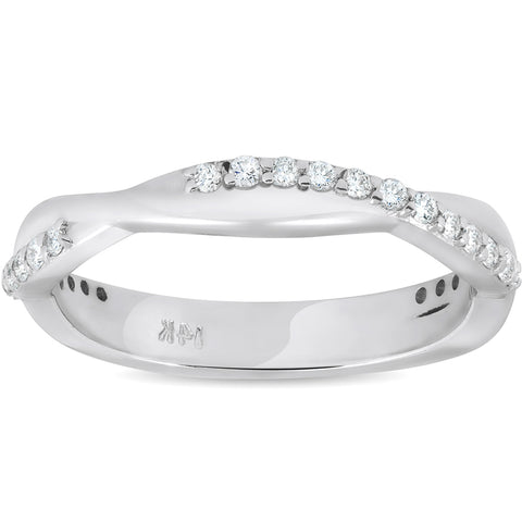 1/4 ct Diamond Twisted Vine Womens Wedding Ring 14k White Gold