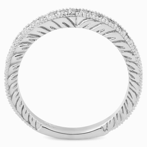G/SI .20ct Diamond Vintage Womens Wedding Ring Stackable 14k White Gold Band