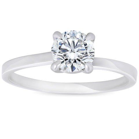 G/SI .75ct Diamond Solitaire Engagement Ring 14K White Gold Round Cut Enhanced