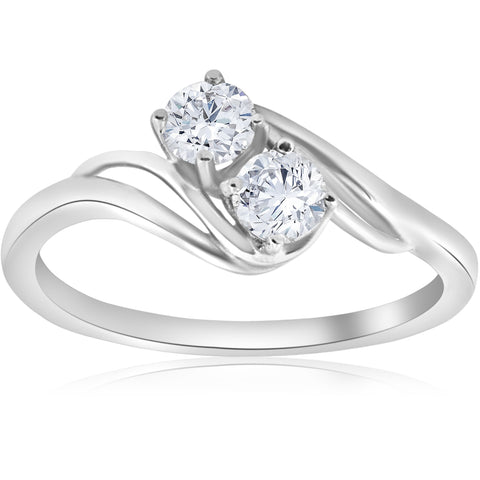 5/8 ct Two Stone Diamond Forever Us Engagement Ring Solitaire 14k White Gold