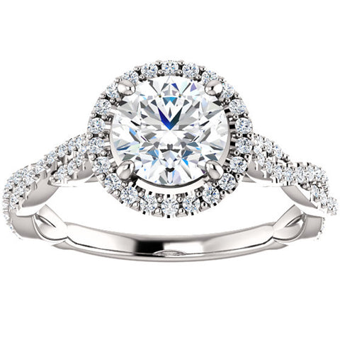 G/SI 1.33ct Diamond Halo Interwoven Engagement Ring 14k White Gold Enhanced