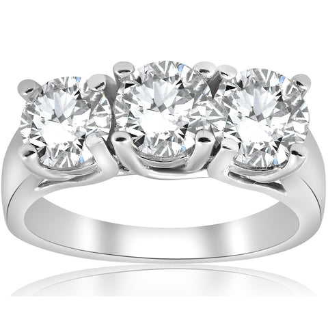 G/SI 1ct Three Stone Diamond Engagement Ring 14k White Gold Enhanced