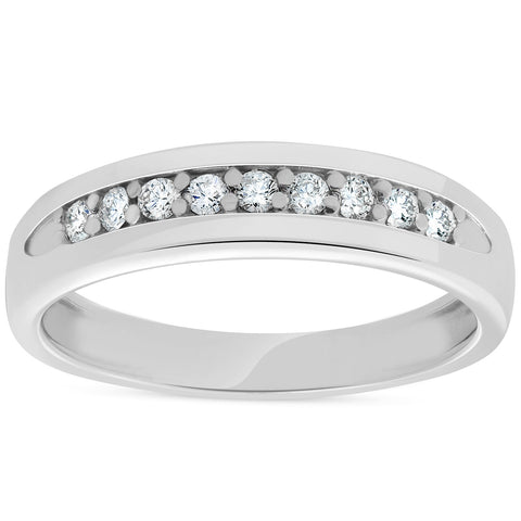 Mens 1/4ct White Gold Diamond Ring 10k High Polished Wedding Anniversary Band
