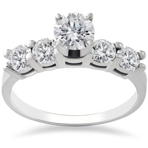 1ct Diamond Engagement Ring Five Stone 14k White Gold