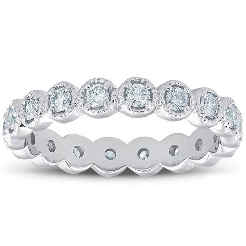 3/4ct Staclable Diamond Wedding Vintage Eternity Ring 14k White Gold