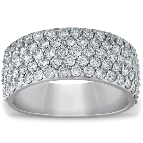 2 3/4 ct Pave Diamond Wide Wedding Ring Womens Anniversary Ring 14k White Gold